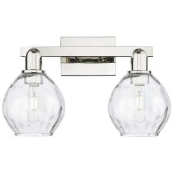 Arcadia Waverly 17"W 2 Light Polished Nickel Bath Light w/ Clear Shade