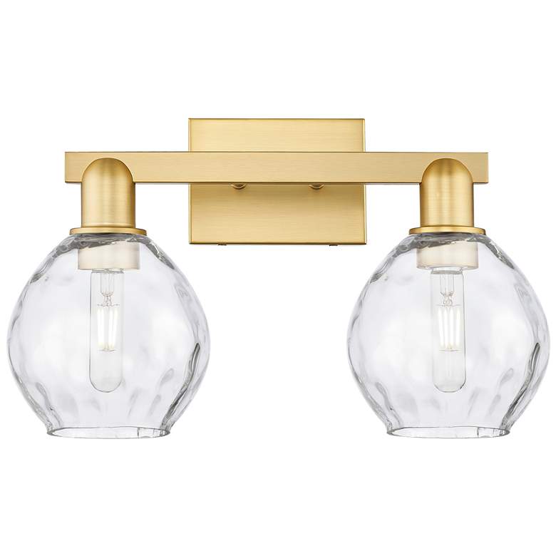 Image 1 Arcadia Waverly 17"W 2 Light Satin Gold Vanity Light With Clear Shade