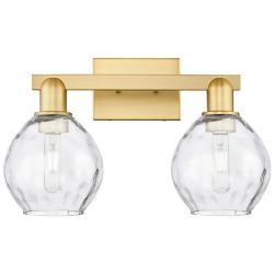 Arcadia Waverly 17"W 2 Light Satin Gold Vanity Light With Clear Shade