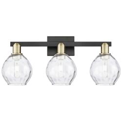 Arcadia Waverly 25"W 3 Light Black Brass Vanity Light w/ Clear Shade