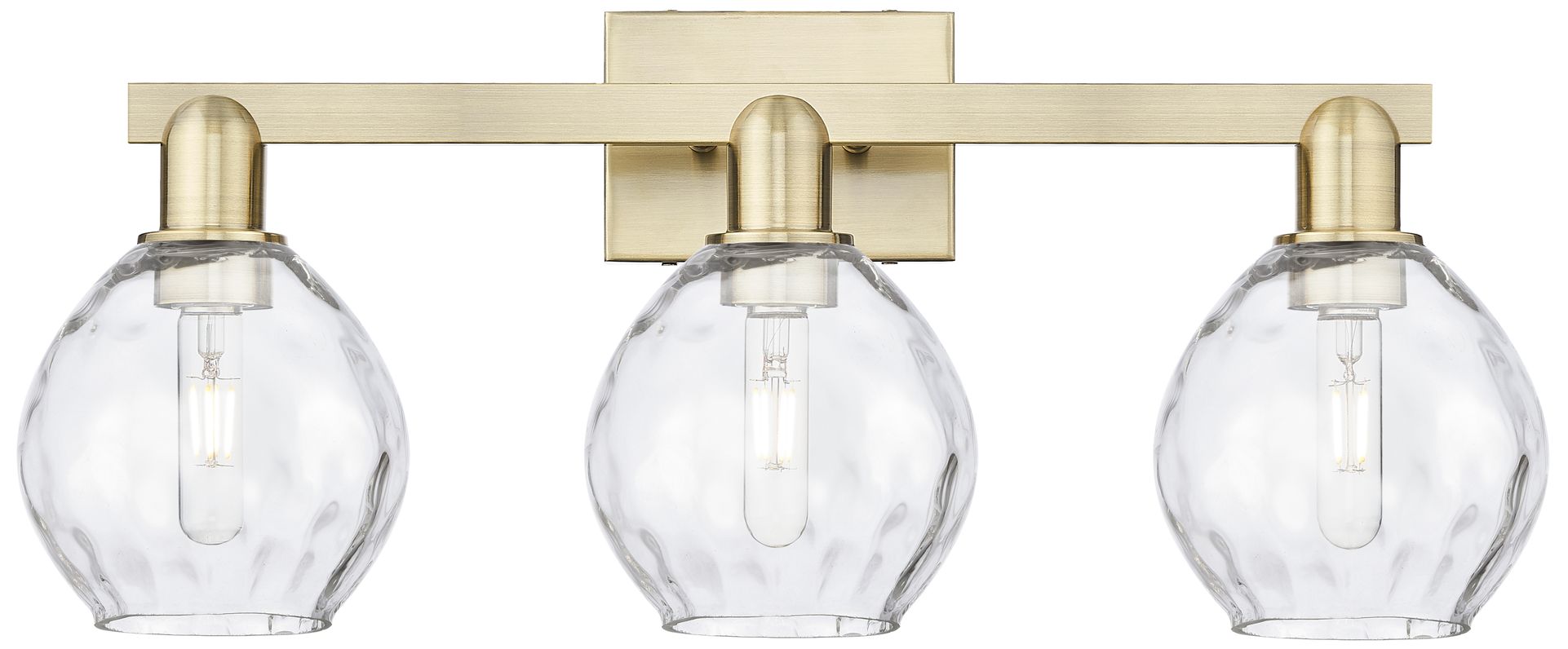 Arcadia Waverly 25"W 3 Light Brass Vanity Light With Clear Shade