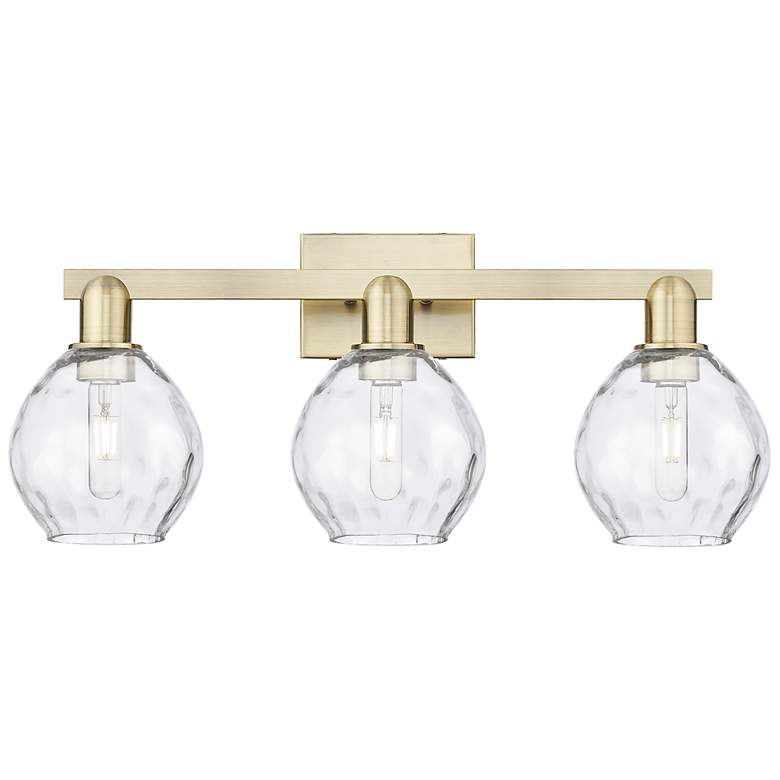 Image 1 Arcadia Waverly 25"W 3 Light Brass Vanity Light With Clear Shade