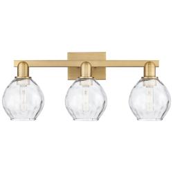 Arcadia Waverly 25"W 3 Light Brushed Brass Vanity Light w/ Clear Shade