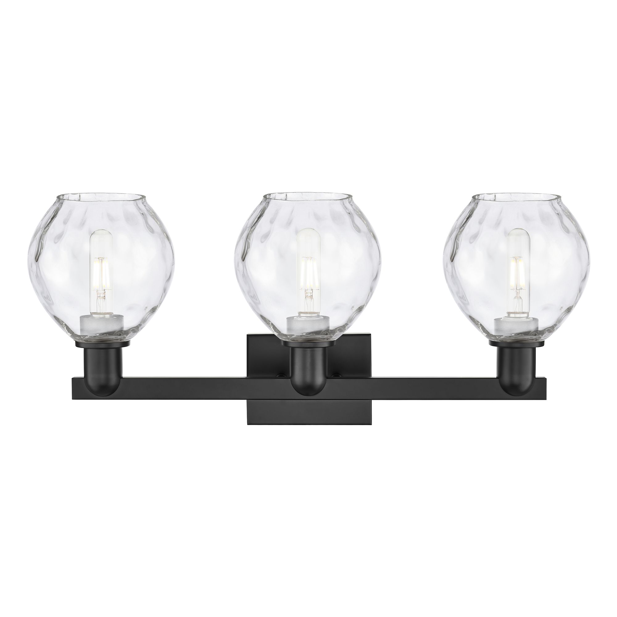 Image 2 Arcadia Waverly 25"W 3 Light Matte Black Vanity Light With Clear Shade more views