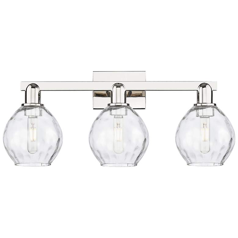 Image 1 Arcadia Waverly 25"W 3 Light Polished Nickel Bath Light w/ Clear Shade