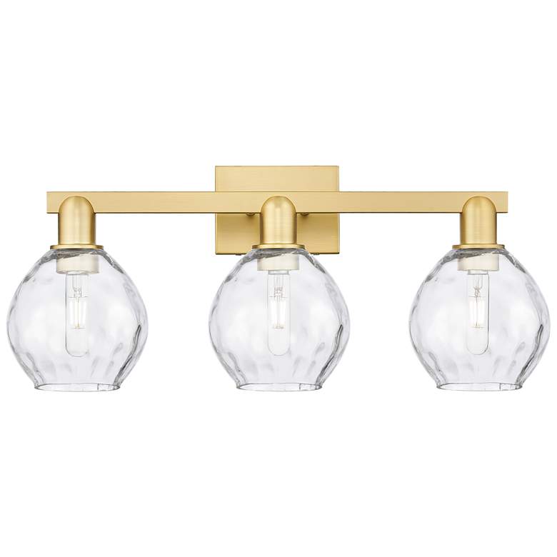 Image 1 Arcadia Waverly 25"W 3 Light Satin Gold Vanity Light With Clear Shade