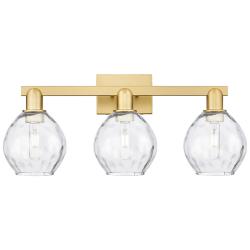 Arcadia Waverly 25"W 3 Light Satin Gold Vanity Light With Clear Shade