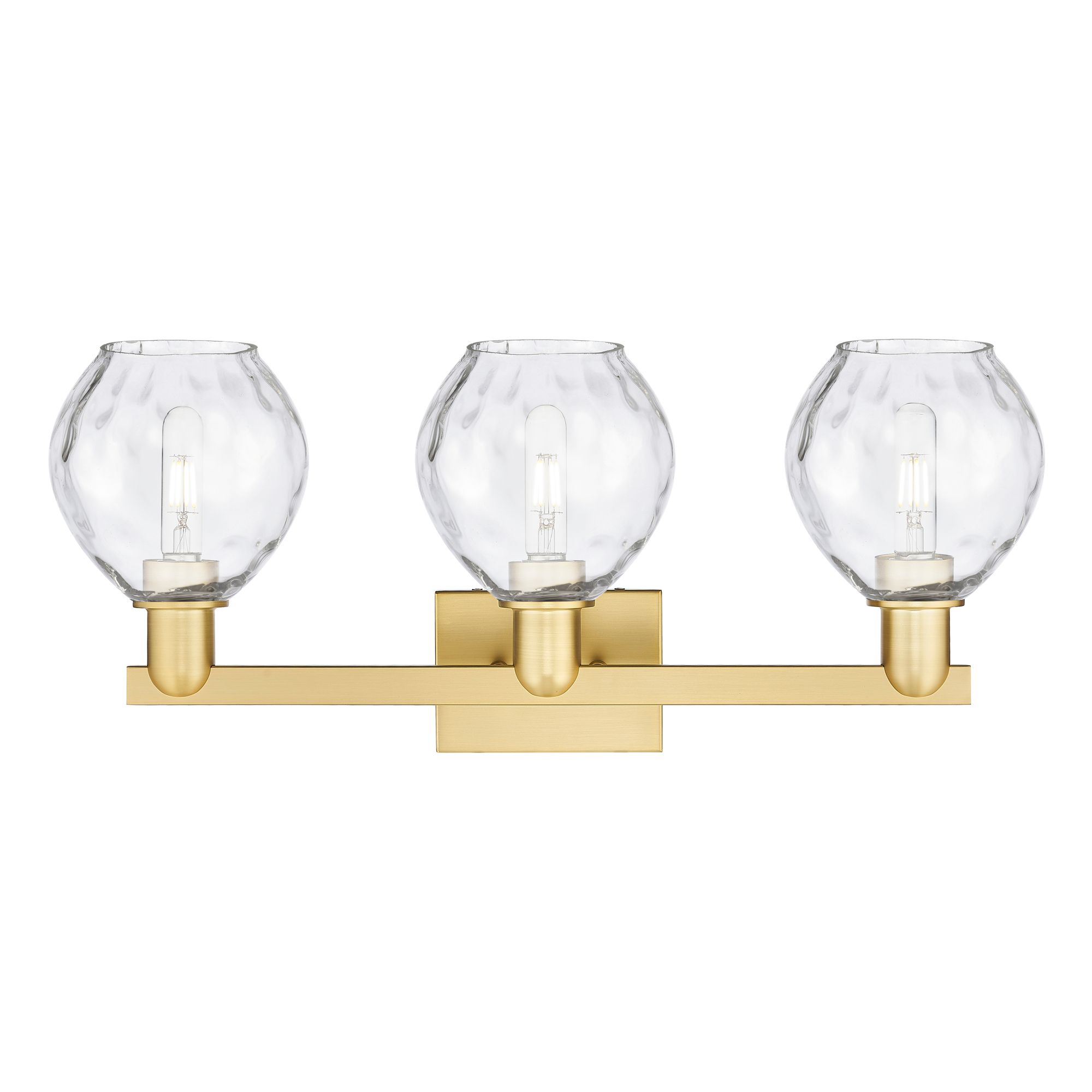 Image 2 Arcadia Waverly 25"W 3 Light Satin Gold Vanity Light With Clear Shade more views