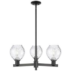 Arcadia Waverly 28"W 3 Light Black Stem Hung Chandelier w/ Clear Shade