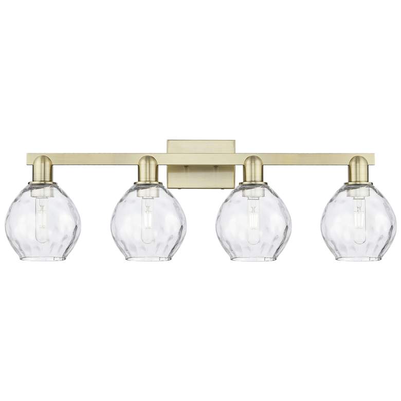 Image 1 Arcadia Waverly 33"W 4 Light Brass Vanity Light With Clear Shade