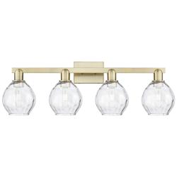 Arcadia Waverly 33"W 4 Light Brass Vanity Light With Clear Shade