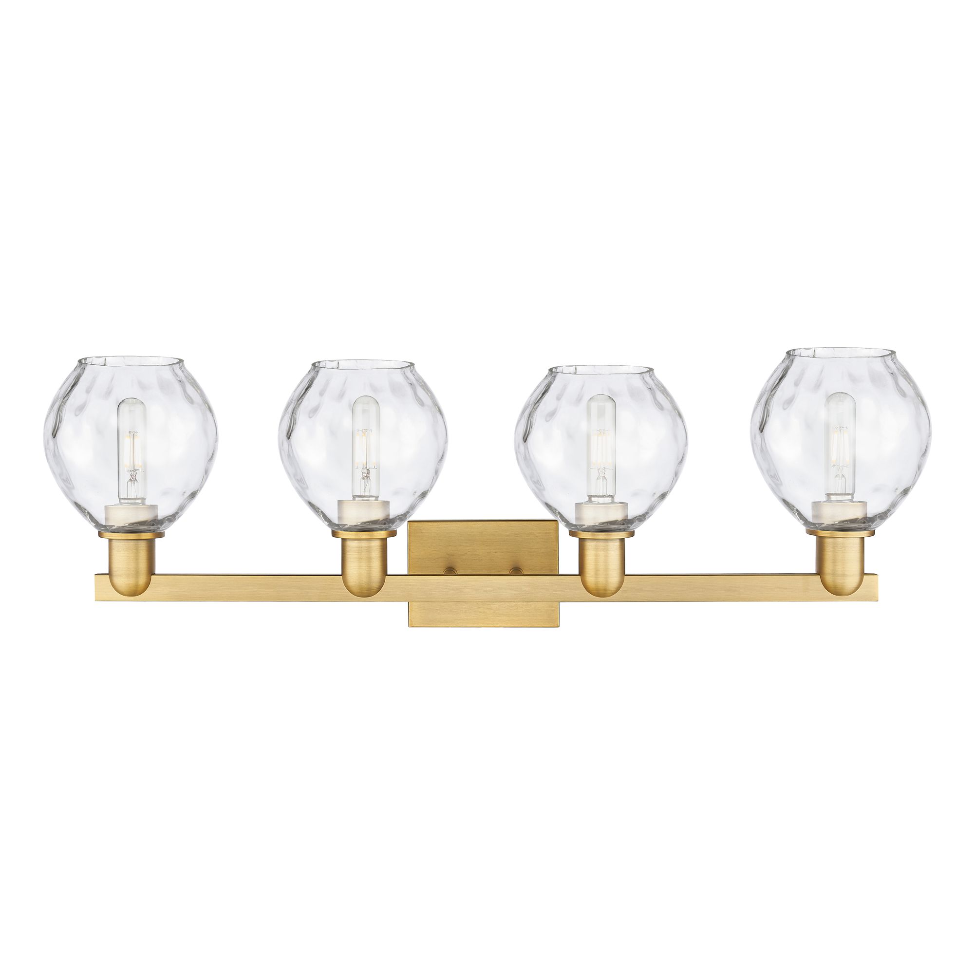 Image 2 Arcadia Waverly 33"W 4 Light Brushed Brass Vanity Light w/ Clear Shade more views
