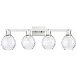Arcadia Waverly 33"W 4 Light Brushed Nickel Bath Light w/ Clear Shade