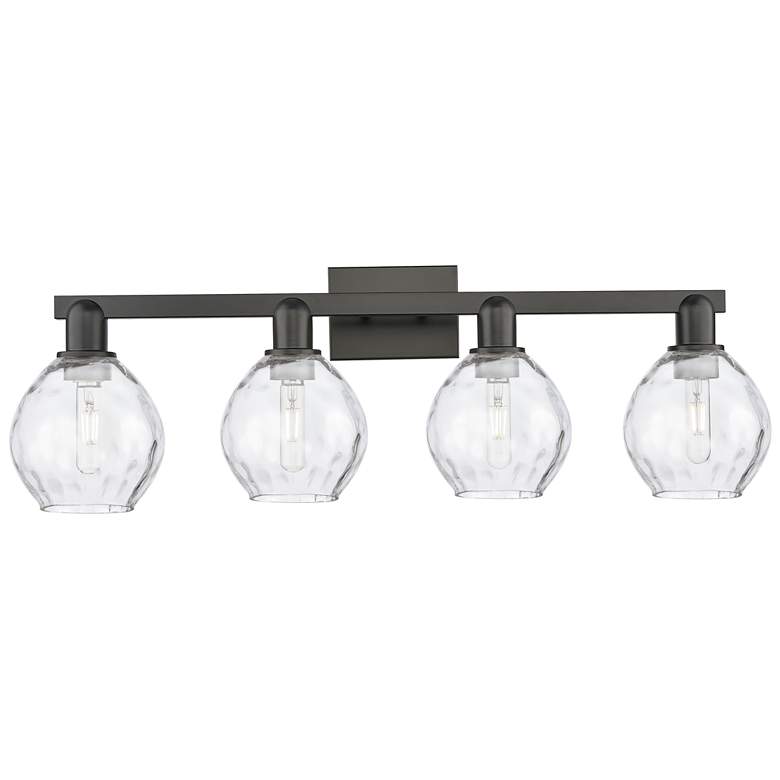 Image 1 Arcadia Waverly 33"W 4 Light Matte Black Vanity Light With Clear Shade