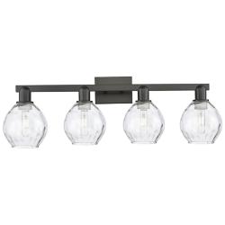 Arcadia Waverly 33"W 4 Light Matte Black Vanity Light With Clear Shade