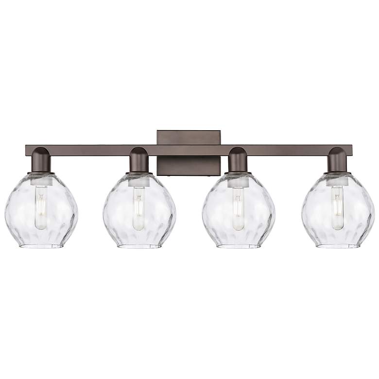 Image 1 Arcadia Waverly 33"W 4 Light Oiled Bronze Vanity Light w/ Clear Shade