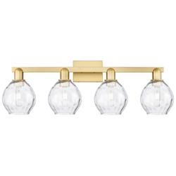 Arcadia Waverly 33"W 4 Light Satin Gold Vanity Light With Clear Shade