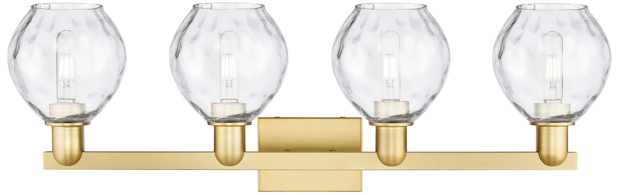 Image 2 Arcadia Waverly 33"W 4 Light Satin Gold Vanity Light With Clear Shade more views