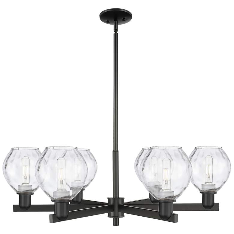 Image 1 Arcadia Waverly 36"W 6 Light Black Stem Hung Chandelier w/ Clear Shade