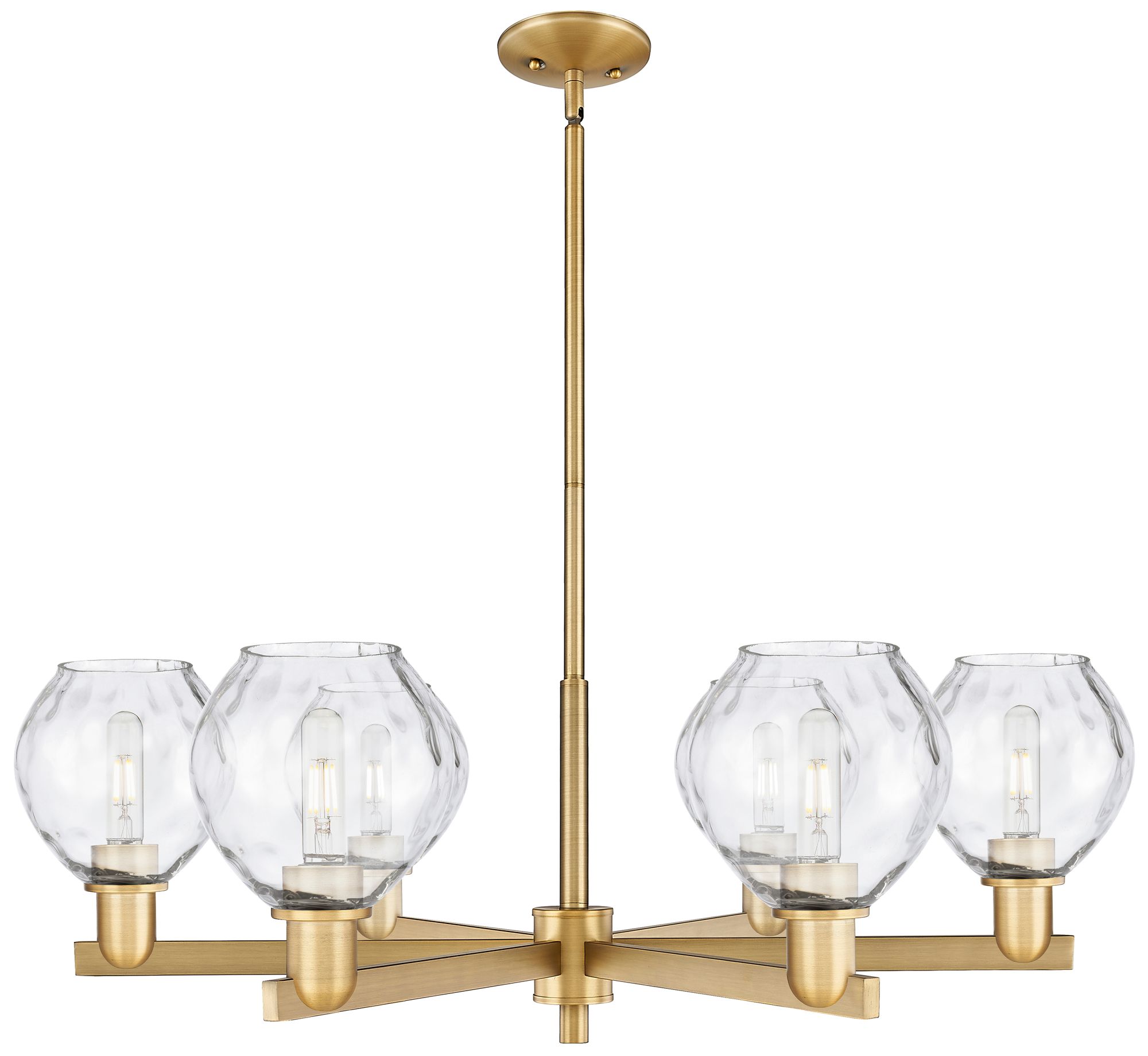 Arcadia Waverly 36"W 6-Lt Brushed Brass Stem Chandelier w/ Clear Shade