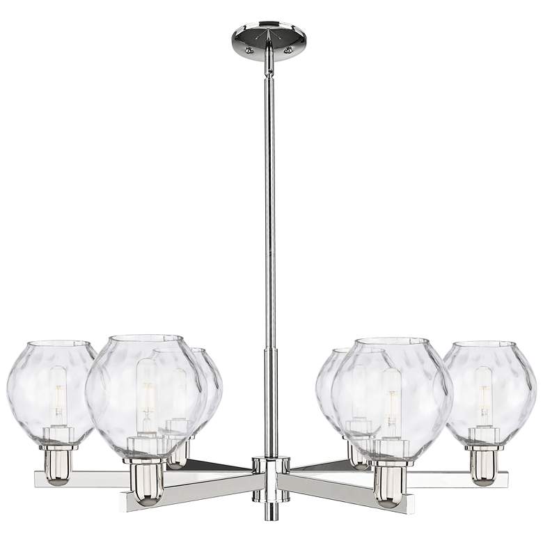 Image 1 Arcadia Waverly 36"W 6-Lt Polished Nickel Stem Chandelier w/ Clear Shade
