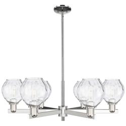 Arcadia Waverly 36"W 6-Lt Polished Nickel Stem Chandelier w/ Clear Shade