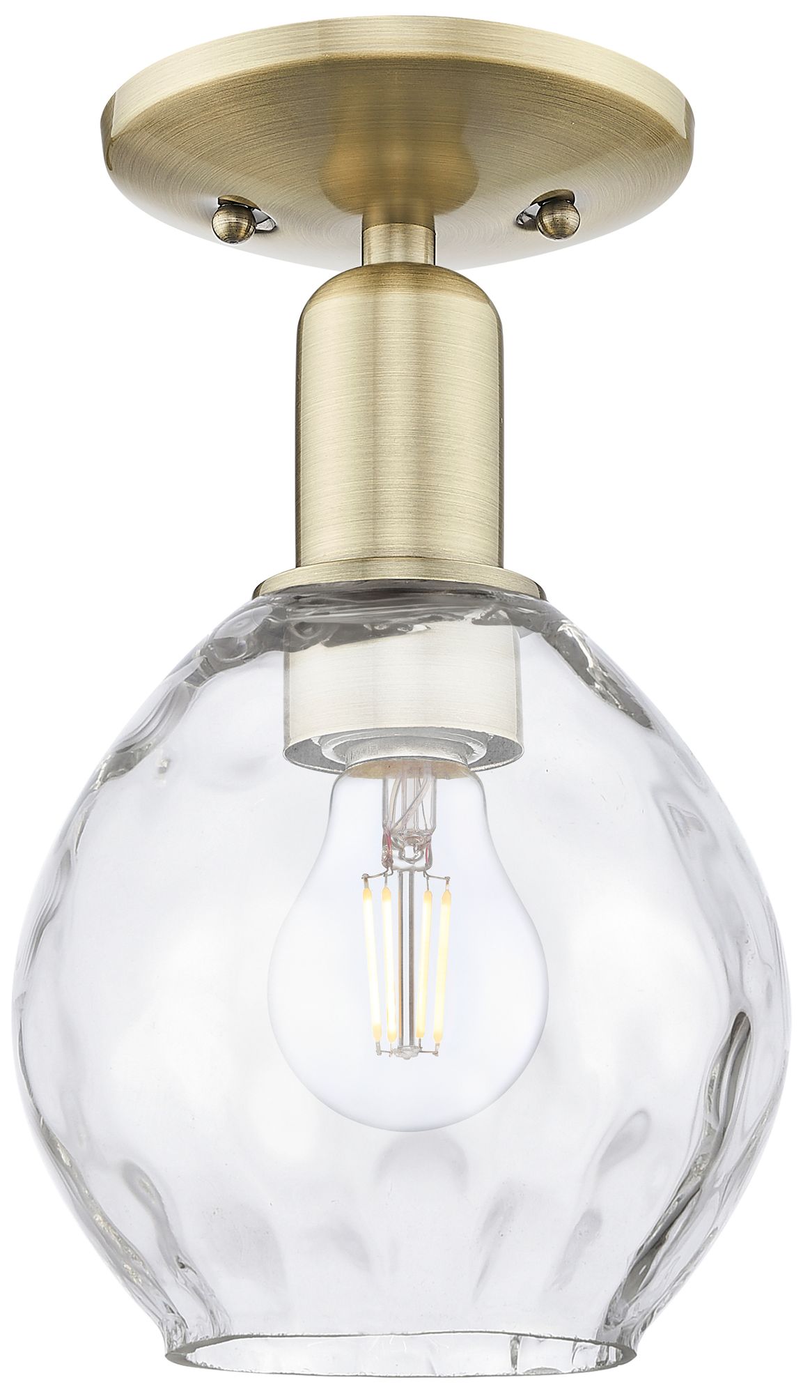 Arcadia Waverly 6"W Antique Brass Semi.Flush Mount With Clear Shade
