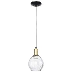 Arcadia Waverly 6"W Black Brass Cord Hung Mini Pendant w/ Clear Shade