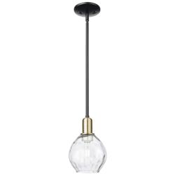 Arcadia Waverly 6"W Black Brass Stem Hung Mini Pendant w/ Clear Shade