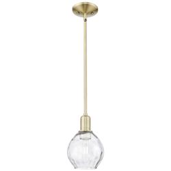 Arcadia Waverly 6"W Brass Stem Hung Mini Pendant With Clear Shade