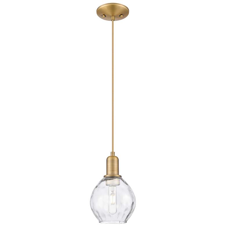 Image 1 Arcadia Waverly 6"W Brushed Brass Cord Mini Pendant w/ Clear Shade