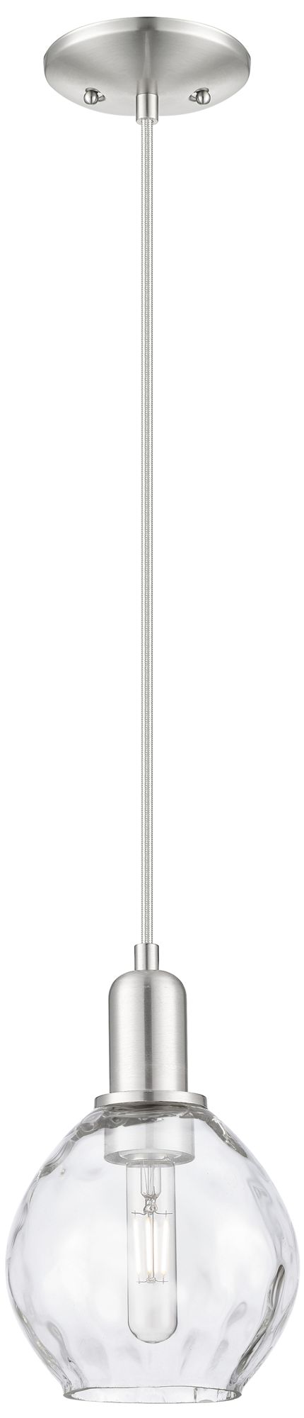 Arcadia Waverly 6"W Brushed Nickel Cord Mini Pendant w/ Clear Shade