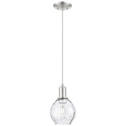 Arcadia Waverly 6"W Brushed Nickel Cord Mini Pendant w/ Clear Shade