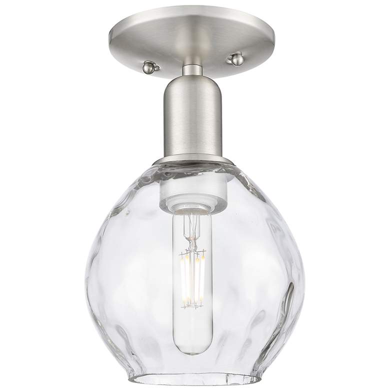 Image 1 Arcadia Waverly 6"W Brushed Nickel Semi.Flush Mount With Clear Shade