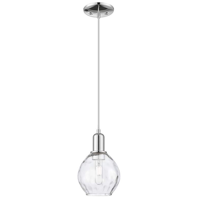Image 1 Arcadia Waverly 6"W Chrome Cord Hung Mini Pendant w/ Clear Shade