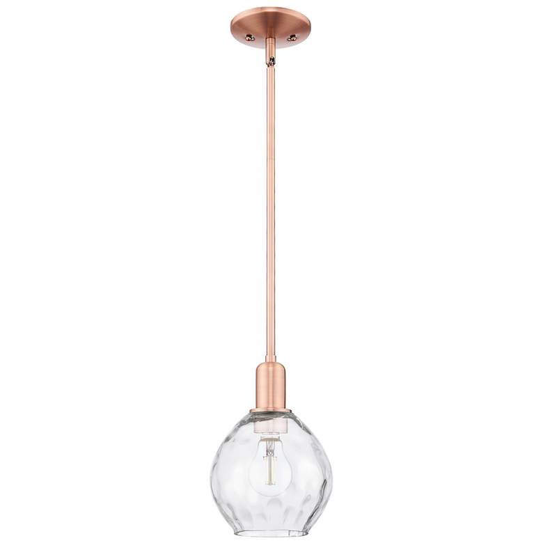 Image 1 Arcadia Waverly 6"W Copper Stem Hung Mini Pendant With Clear Shade