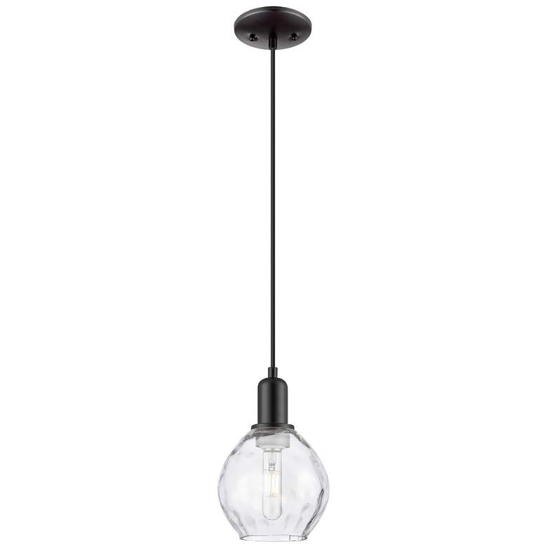 Image 1 Arcadia Waverly 6"W Matte Black Cord Hung Mini Pendant w/ Clear Shade