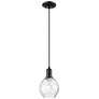 1_Arcadia Waverly 6"W Matte Black Cord Hung Mini Pendant w/ Clear Shade