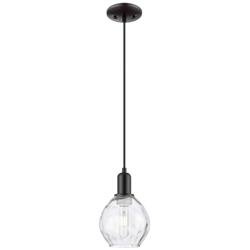 Arcadia Waverly 6"W Matte Black Cord Hung Mini Pendant w/ Clear Shade