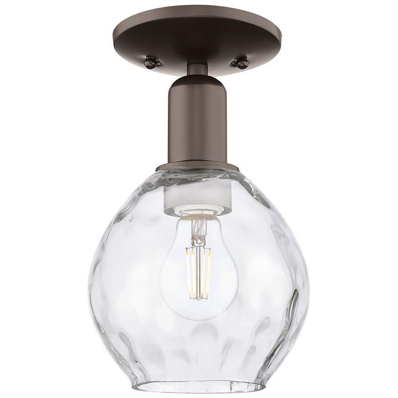 Image 1 Arcadia Waverly 6"W Oil Rubbed Bronze Semi.Flush Mount w/ Clear Shade