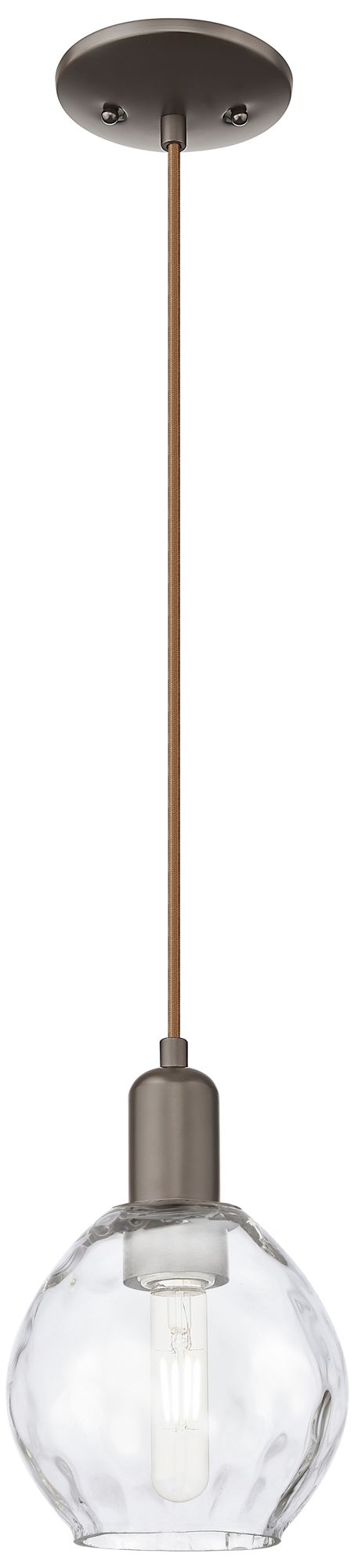 Arcadia Waverly 6"W Oiled Bronze Cord Hung Mini Pendant w/ Clear Shade
