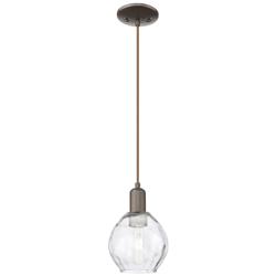 Arcadia Waverly 6"W Oiled Bronze Cord Hung Mini Pendant w/ Clear Shade