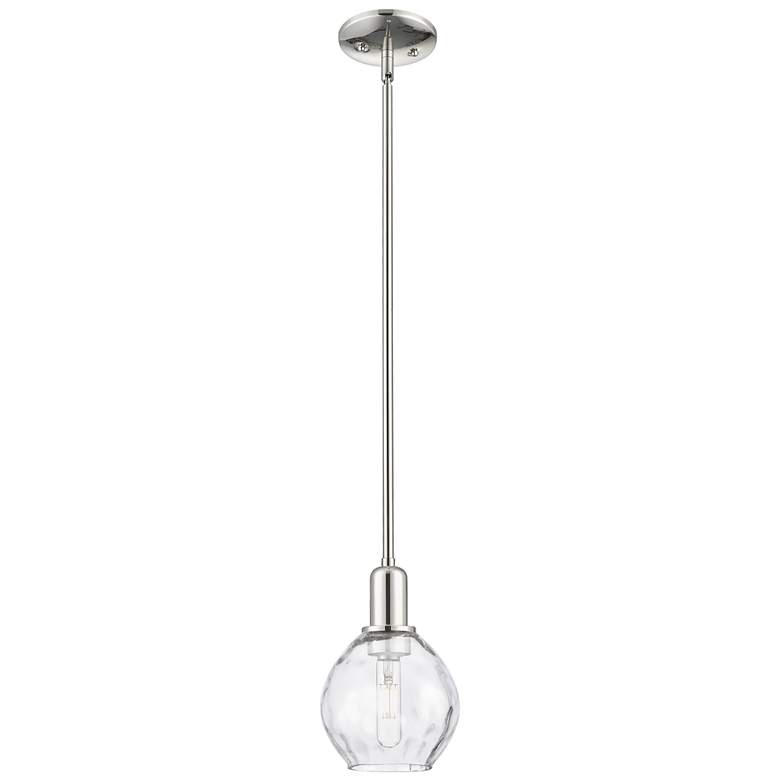 Image 1 Arcadia Waverly 6"W Polished Nickel Stem Mini Pendant w/ Clear Shade