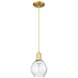 Arcadia Waverly 6"W Satin Gold Cord Hung Mini Pendant With Clear Shade