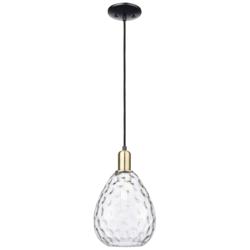 Arcadia Waverly 8"W Black Brass Cord Hung Mini Pendant w/ Clear Shade