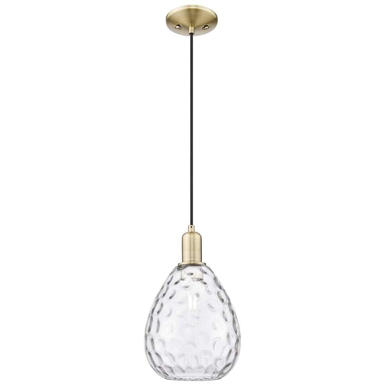 Image 1 Arcadia Waverly 8"W Brass Cord Hung Mini Pendant With Clear Shade