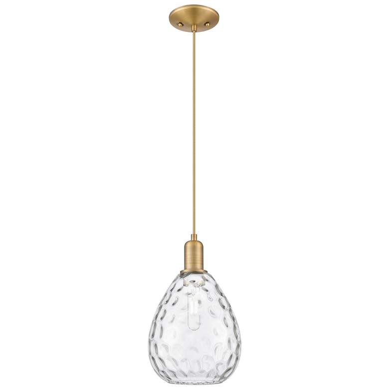 Image 1 Arcadia Waverly 8"W Brushed Brass Cord Mini Pendant w/ Clear Shade