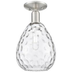 Arcadia Waverly 8"W Brushed Nickel Semi.Flush Mount With Clear Shade