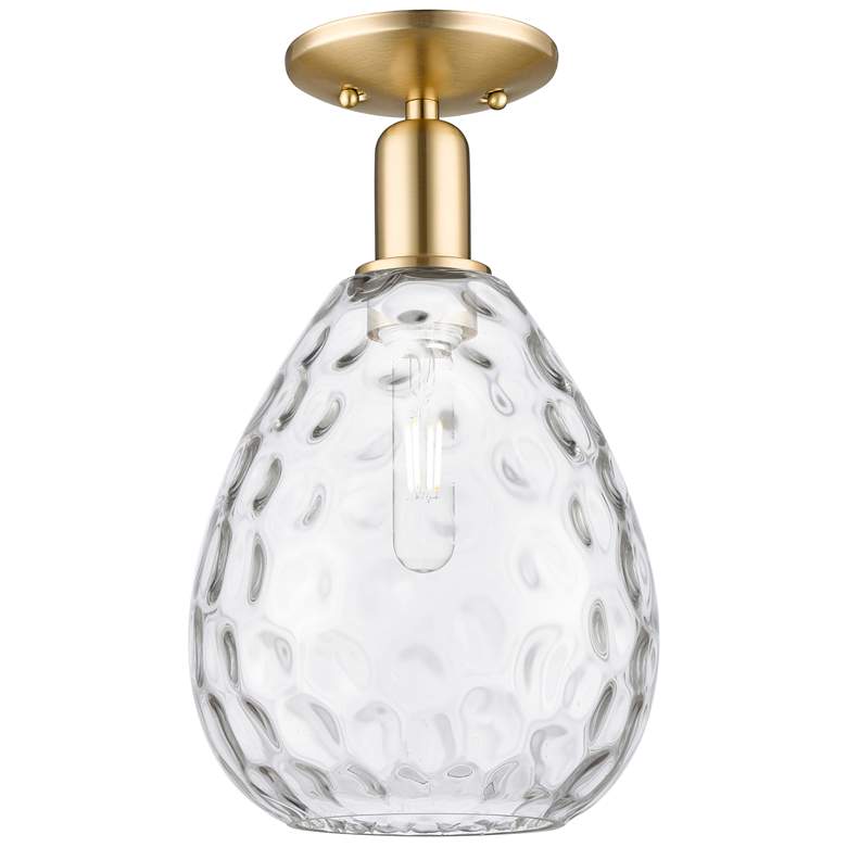 Image 1 Arcadia Waverly 8"W Champagne Bronze Semi.Flush Mount With Clear Shade