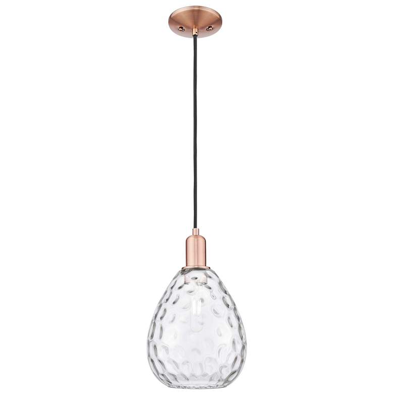 Image 1 Arcadia Waverly 8"W Copper Cord Hung Mini Pendant With Clear Shade